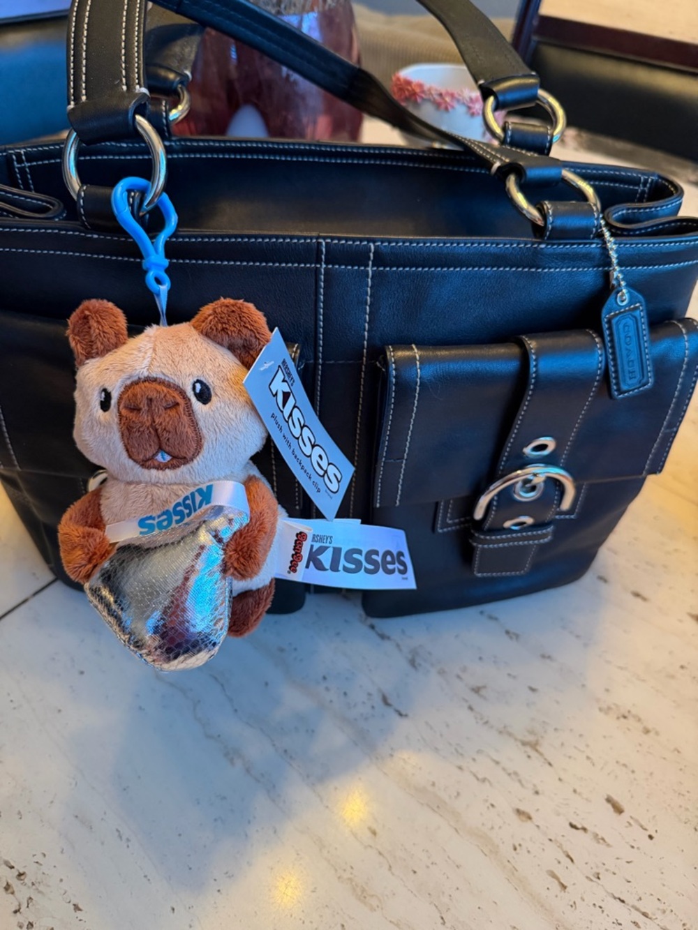 NWT Kisses Plush Chipmunk Bag Charm in Brown with Silver Chocolate KISS